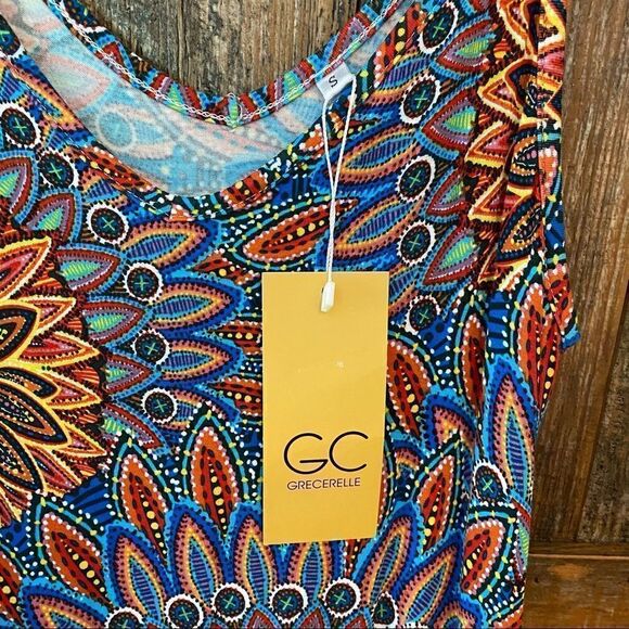 GRECERELLE Sz S NWT Blue Orange BALI Casual Maxi Beach Cover Up Relaxed Dress - Picture 9 of 13